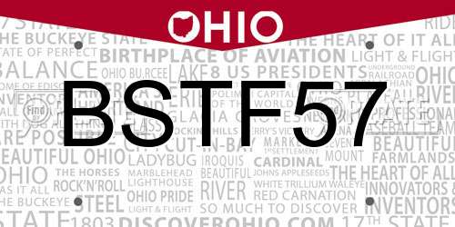 BSTF57 Ohio License Plate