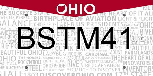 BSTM41 Ohio License Plate