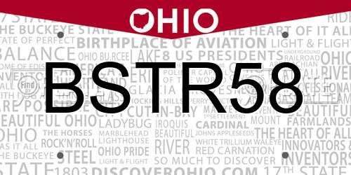 BSTR58 Ohio License Plate