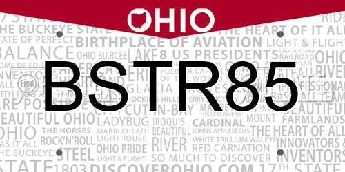 BSTR85 Ohio License Plate