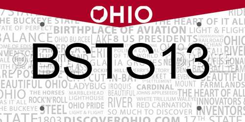 BSTS13 Ohio License Plate