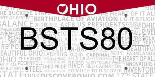 BSTS80 Ohio License Plate