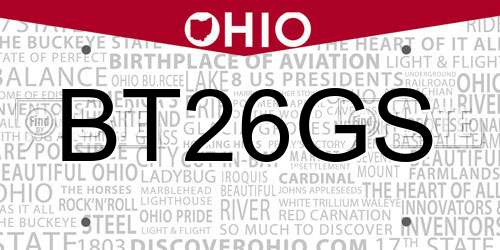BT26GS Ohio License Plate