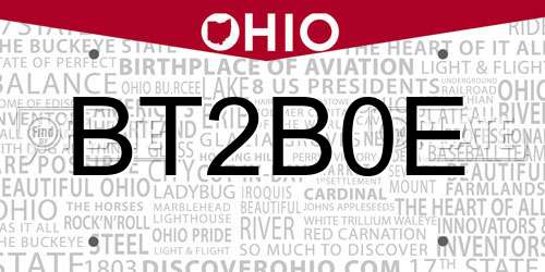 BT2B0E Ohio License Plate