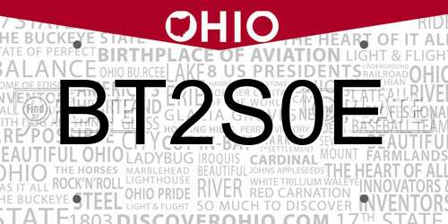 BT2S0E Ohio License Plate