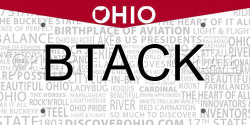 BTACK Ohio License Plate