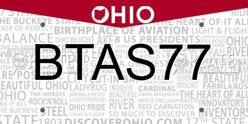 BTAS77 Ohio License Plate
