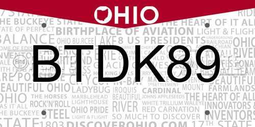 BTDK89 Ohio License Plate