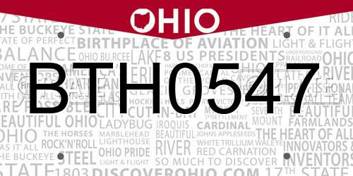 BTH0547 Ohio License Plate