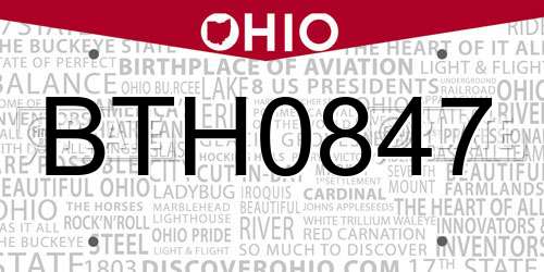 BTH0847 Ohio License Plate