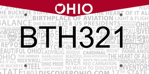 BTH321 Ohio License Plate