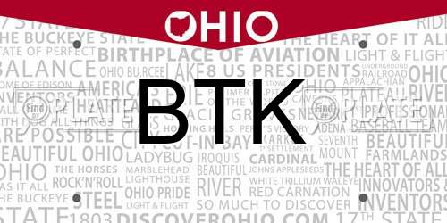 BTK Ohio License Plate