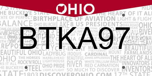 BTKA97 Ohio License Plate