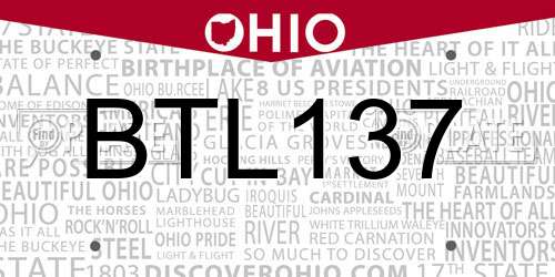 BTL137 Ohio License Plate