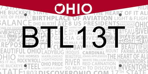 BTL13T Ohio License Plate
