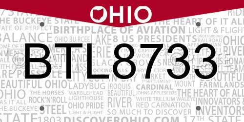 BTL8733 Ohio License Plate