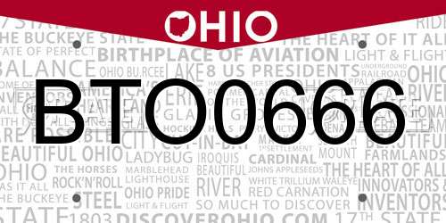 BTO0666 Ohio License Plate