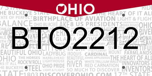 BTO2212 Ohio License Plate
