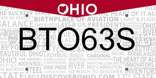 BTO63S Ohio License Plate