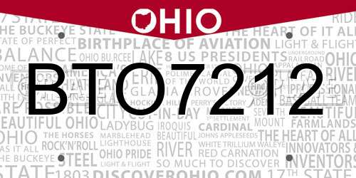 BTO7212 Ohio License Plate