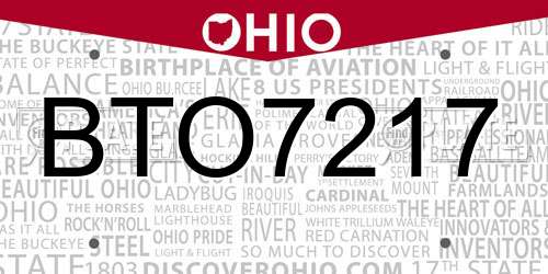 BTO7217 Ohio License Plate