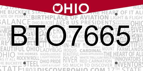 BTO7665 Ohio License Plate