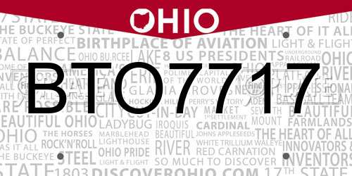 BTO7717 Ohio License Plate