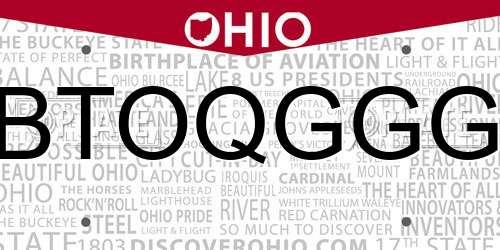 BTOQGGG Ohio License Plate