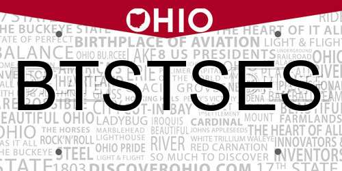 BTSTSES Ohio License Plate