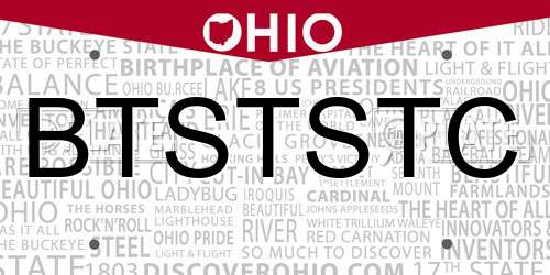 BTSTSTC Ohio License Plate
