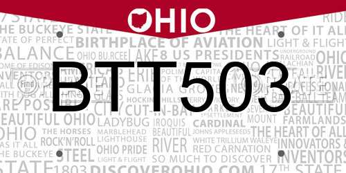 BTT503 Ohio License Plate