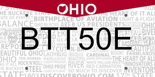 BTT50E Ohio License Plate