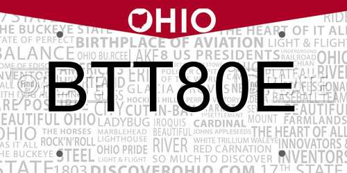 BTT80E Ohio License Plate