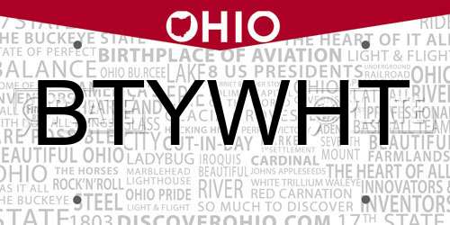 BTYWHT Ohio License Plate