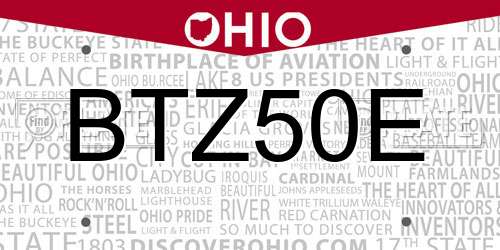 BTZ50E Ohio License Plate