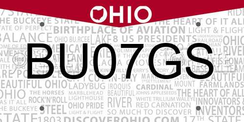 BU07GS Ohio License Plate