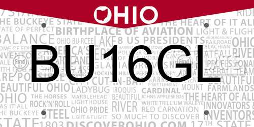 BU16GL Ohio License Plate