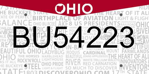 BU54223 Ohio License Plate