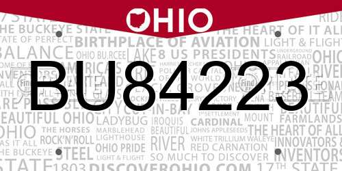BU84223 Ohio License Plate