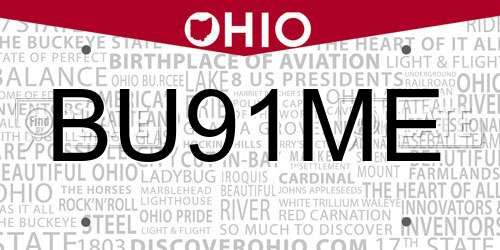 BU91ME Ohio License Plate