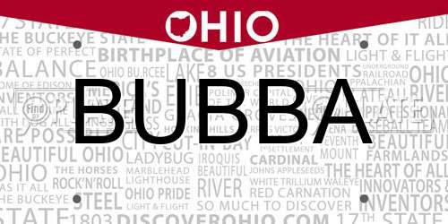 BUBBA Ohio License Plate