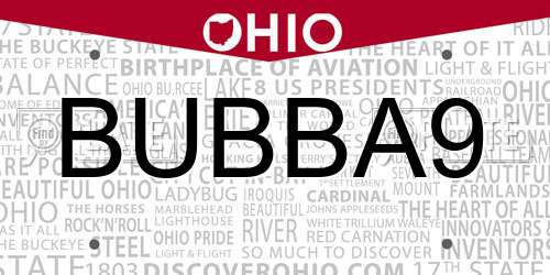 BUBBA9 Ohio License Plate