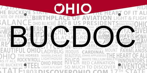 BUCDOC Ohio License Plate