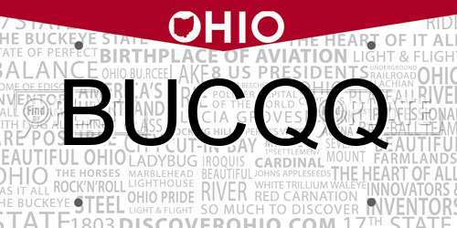 BUCQQ Ohio License Plate