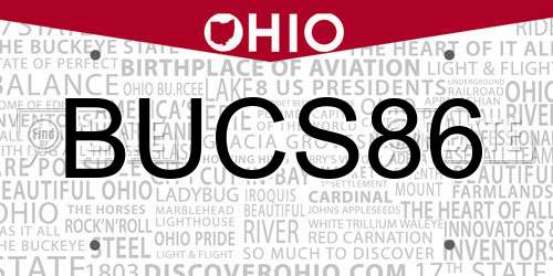 BUCS86 Ohio License Plate