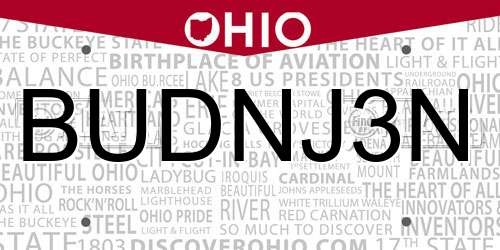 BUDNJ3N Ohio License Plate