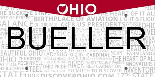 BUELLER Ohio License Plate