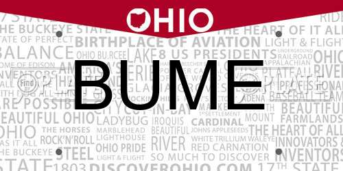 BUME Ohio License Plate