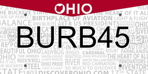 BURB45 Ohio License Plate