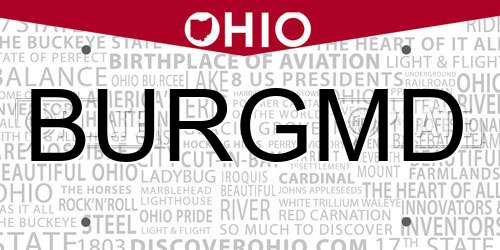 BURGMD Ohio License Plate